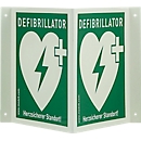 Defibrillator AED hoekbord, B 200 x H 200 mm, fluorescerend