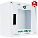 Defibrillator &amp; AED wandbox Medx5, voor binnengebruik, universeel voor alle merken defibrillatoren, draaisluiting, akoestisch alarm, met locatiesticker, metaal, wit