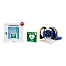 Defibrillator HeartSine samaritan PAD 350P, AED, manuelle Schockauslösung + Erste-Hilfe-Set, Außenwandkasten & Standort-Schild