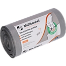 Deiss FIRST PLUS afvalzakken, met handvat, LDPE, 14 µm, grijs, B 600 x H 720 mm, 60 liter, 1000 stuks