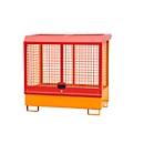 Dépôt de marchandises dangereuses type GD-C BAUER, acier, L 1430 x l 820 x H 1390 mm, serrure à cylindre, capacité du puisard 220 I, jaune orange RAL 2000