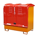 Dépôt de marchandises dangereuses de type GD-B BAUER, acier, L 1460 x l 830 x H 1460 mm, capacité du bac 220 litres, jaune-orange RAL 2000