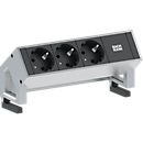 Desk 2 with 3 plug sockets, aluminium