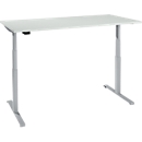 Desk, electrically height-adjustable, T-foot, W 1200 x D 800 x H 620-1270 mm, light gray/white aluminum + memory switch