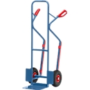 Diable en fils en acier, jusqu'à 300 kg, H 1300 mm, pneumatiques gonflables, bleu