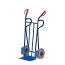 Diable en tube d'acier, jusqu'à 250 kg, roues à bandage caoutchouc, poignées de sécurité, H 1250 x L 600 x P 450 mm, bleu gentiane RAL 5012
