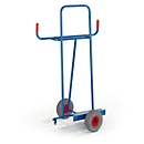 Diable pour plateaux pour transport longitudinal, pneus 100 % caoutchouc