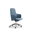 Directiestoel met halfhoge rugleuning OPERA, met armleuningen, synchroonmechanisme, vlakke comfortzitting, stof, melange blauw