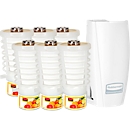 Distributeur de parfum Rubbermaid TCell 1.0, y compris 6x bouteilles de recharge, parfum Citrus Mix, pour jusqu'à 90 jours, L 73 x P 74 x H 150 mm, blanc
