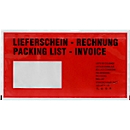 Dokumententasche Lieferschein/Rechnung, DIN lang, selbstklebend, PCR-Polyethylen, rot, 250 Stück
