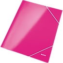 Dossier d'angle WOW LEITZ®, format A4, 3 rabats de protection, rose