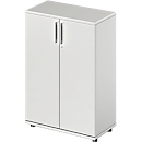 Draaideurkast TETRIS WOOD – B 800 x D 421 x H 1160 mm (hoogte inclusief glijders) – 3 OH - lichtgrijs – ons merk Schäfer Shop Genius