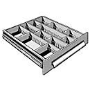 Drawer element with 15 compartments
