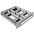 Drawer element with 9 compartments