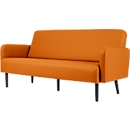 Dreisitzer Sofa meet by Paperflow LISBOA, desinfektionsmittelbeständiger Kunstlederbezug orange, Fussgestell schwarz, B 1590 x T 550 x H 430 mm