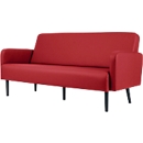 Dreisitzer Sofa meet by Paperflow LISBOA, desinfektionsmittelbeständiger Kunstlederbezug rot, Fussgestell schwarz, B 1760 x T 815 x H 830 mm