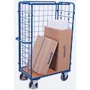 Driewandwagen, staal/MDF-plaat, decor gentiaanblauw/beuken, L 850 x B 500 mm, max. belasting 1525 mm, inhaakbare zijwand, EasySTOP, tot 400 kg