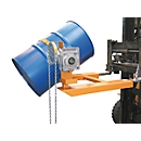 Drum tipper BAUER FD-K with chain, steel, W 1100 x D 1245 x H 610 mm, orange