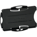 Duurzame Eco badgehouder, voor 2 kaarten, 10 stuks, staand of liggend formaat, B 54 x H 87 mm, gerecycled plastic, zwart