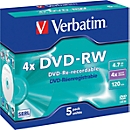 DVD-RW, 4,7 GB, 5 Jewelcases