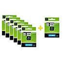 DYMO® voordeelpakket lint beletteringssystemen 43613, 6 mm breed, wit/zwart, 6 + 1 GRATIS
