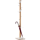 Easycloth standing coat rack, solid wood, with umbrella stand, white