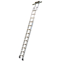Échelle pour rayonnage avec système de rails en T, mobile, 13 marches