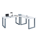Eckschreibtisch, Winkel 90°, Bügelfuss, B 1300 x T 500/1300 x H 760 mm, weiss/silber