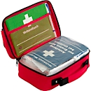 Eerstehulpkoffer Office plus, inhoud volgens DIN 13 157, met buitenzak, incl. DIN A5 eerstehulpboekje &amp; pen, B 260 x D 100 x H 170 mm, nylon, rood