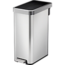 EKO Treteimer Ecofly II, Edelstahl, fingerabdruckfest, geräuschloser Deckel, B 280 x T 495 x H 650 mm, 45 Liter, silber/schwarz