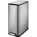 EKO Treteimer Ecoslim, 45 Liter, Edelstahl matt, Fingerabdruckschutz, geräuschloser Deckel, B 276 x T 533 x H 661 mm, silber