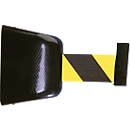 Enrouleur de sangle mural, fixation par vis, 8 m, sangle noire/jaune