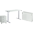 Ensemble de meubles de bureau 3 pièces Schäfer Shop Genius Bureau MODENA FLEX + Schäfer Shop Select Caisson roulant LOGIN + Schäfer Shop Genius Armoire à portes coulissantes TETRIS WOOD