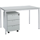 Ensemble de table en acier tubulaire 2 pièces, table en acier tubulaire, gris clair/aluminium blanc 