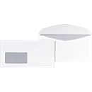 Enveloppes blanches, 110 x 220 mm (DL), 80 g/m², avec fenêtre, fermeture triangulaire, bande adhésive, 1000 pièces