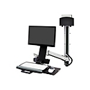 Ergotron Sit-Stand Combo System Mit CPU-Halter klein - Befestigungskit (CPU-Halter, 2 Schienenabdeckungen, 2 Kabelkanäle, Handgelenkkissen, einstellbarer Monitorarm, VESA-Halterung, Wandschiene 34", Montagesystem mit CPU-Halterung und Armen, Tasta...