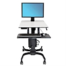 ergotron® WorkFit-C Single HD zit-sta werkplek, werkblad, in hoogte verstelbare monitorarm &amp; toetsenbordblad, kabelmanagement, zwart-grijs