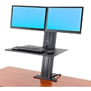 Ergotron WorkFit-SR, Dual-monitor, zit-sta-bureautafel-werkplek, zwart