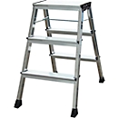 Escalerilla plegable doble Rolly, 2 x 3 escalones, color aluminio