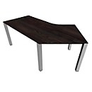 Escritorio 135° SOLUS PLAY, 4 patas, forma libre, extensión izquierda, An 2165 x P 800 x Al 720 - 820 mm, roble oscuro