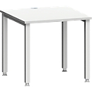 Escritorio MODENA FLEX, cuadrado, tubo cuadrado de 4 patas, An 800 x P 800 x Al 720-820 mm, aluminio gris claro/blanco