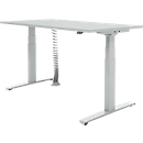 Escritorio Schäfer Shop Select, altura regulable eléctricamente, base en T, 1600 (ancho) x 800 (profundidad) x 645-1290 (alto) mm, gris claro/aluminio blanco + espiral para cables