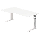 Escritorio TARVIS, forma libre, An 1800 x P 800/1000 x Al 680-820 mm, armazón blanco, blanco