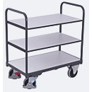 ESD-Etagenwagen, Stahl/Spanplatte, Graphitgrau/ Lichtgrau, 3 Etagen, 850 x 500 mm, EasySTOP, bis 250 kg