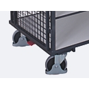 ESD-Schrankwagen, Stahl/Spanplatte, Graphitgrau/ Lichtgrau, 5 Etagen, 1045 x 685 mm, Dach und Doppelflügeltür, abschliessbar, EasySTOP, bis 500 kg