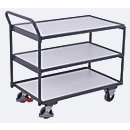 ESD table trolley, steel/chipboard, graphite grey/light grey, 3 shelves, L 835 x W 505 mm, TPE castors with EasySTOP, up to 250 kg