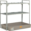 Estantería para barriles tipo 360, para 6 barriles de 60 l c.u., 2 niveles de rejilla, 6 recubrimientos para barriles y cubeta colectora de PRFV para 150 l