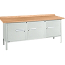 Établi à caisson Schäfer Shop Select PW 200-3, plateau en hêtre multiplex, jusqu'à 750 kg, L 2000 x P 700 x H 840 mm, gris clair