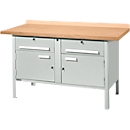 Établi à caisson Schäfer Shop Select PWi 150-0, plateau en hêtre multiplex, jusqu'à 750 kg, L 1500 x P 700 x H 840 mm, gris clair