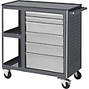Établi à roulettes 960, l. 675 x P 450 x H 950 mm, surface supérieure : métal